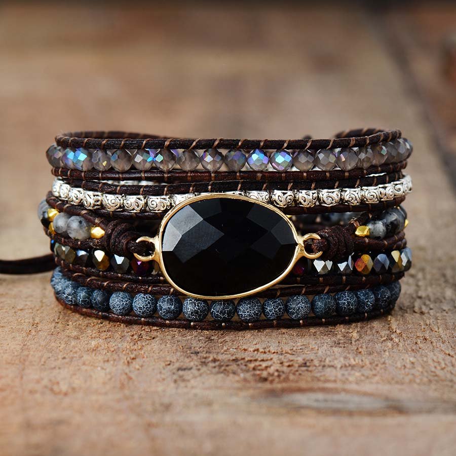 “Grounding & Security” Wrap Bracelet in Onyx
