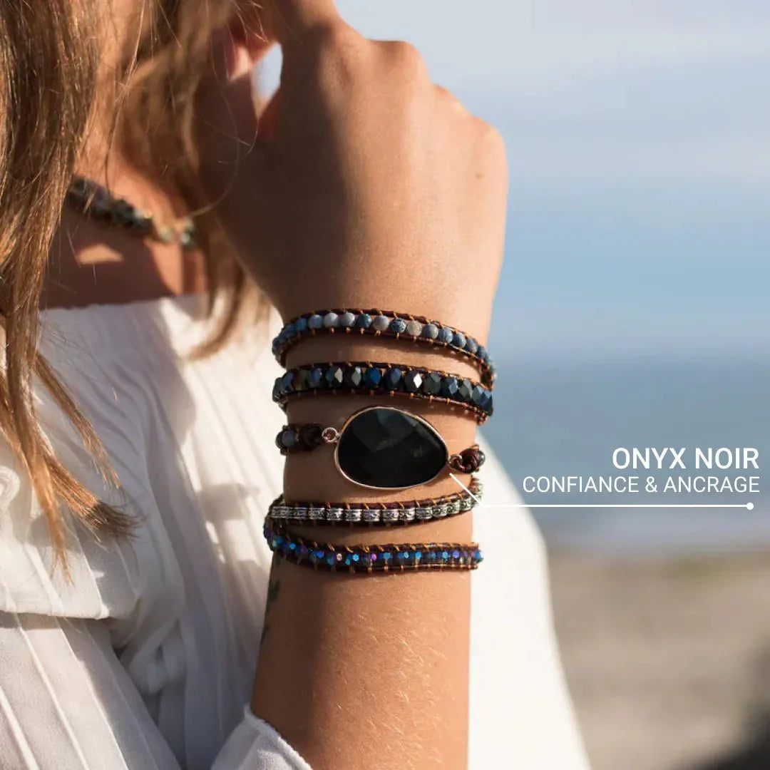 “Grounding & Security” Wrap Bracelet in Onyx