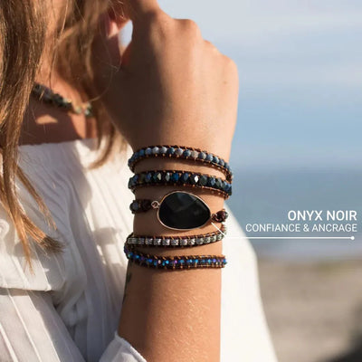 “Grounding & Security” Wrap Bracelet in Onyx