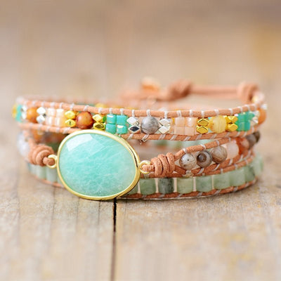 “Gentleness & Calm” Wrap Bracelet in Amazonite
