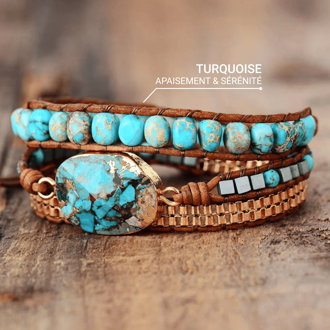 “Soothing Energy” Wrap Bracelet in Turquoise