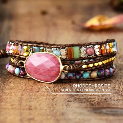“Heart Healing” Wrap Bracelet in Rhodochrosite