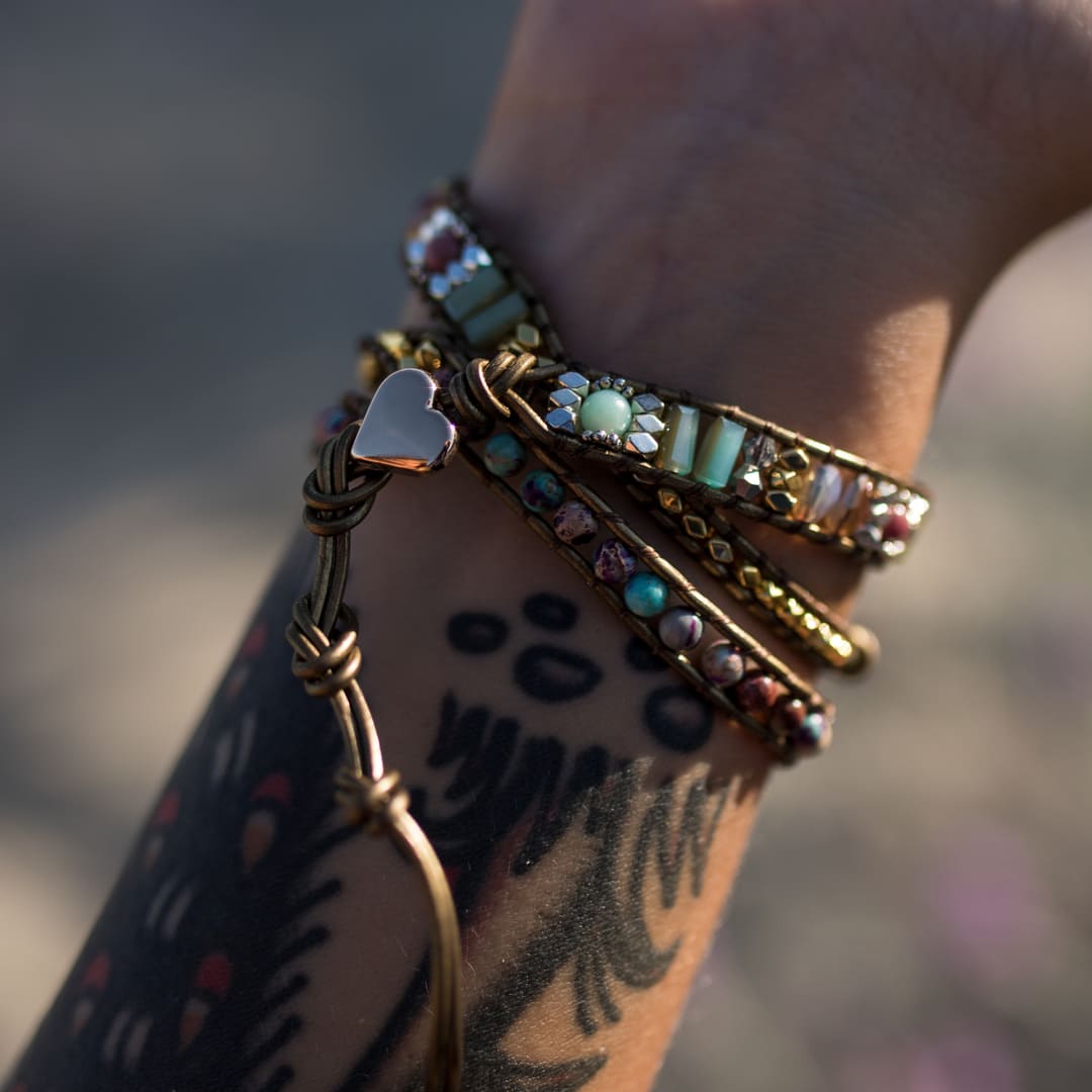 “Heart Healing” Wrap Bracelet in Rhodochrosite