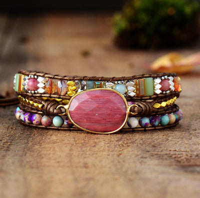 “Heart Healing” Wrap Bracelet in Rhodochrosite