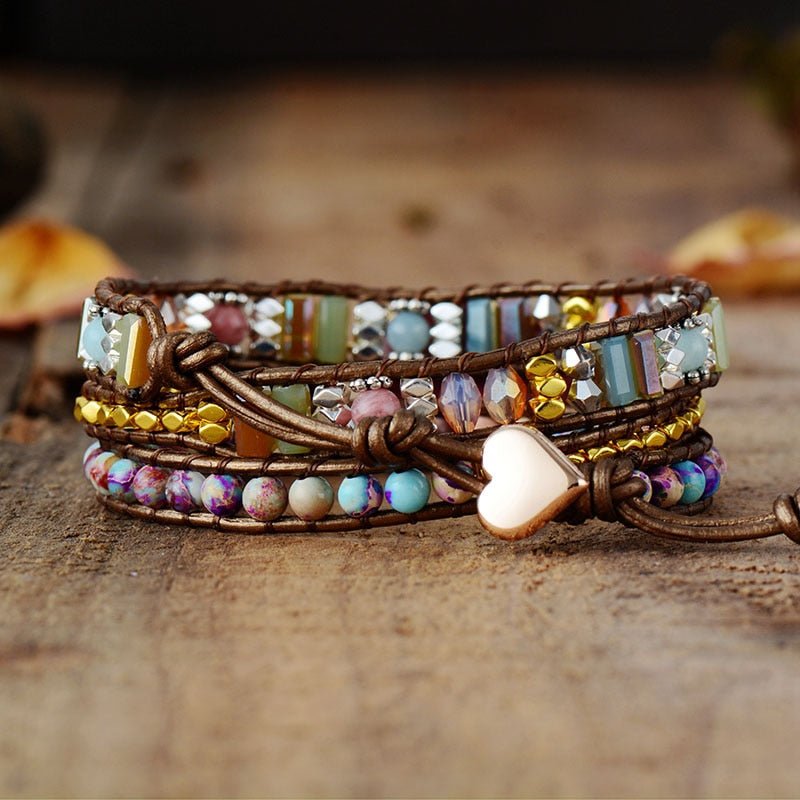 “Heart Healing” Wrap Bracelet in Rhodochrosite