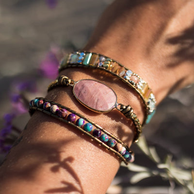 “Heart Healing” Wrap Bracelet in Rhodochrosite