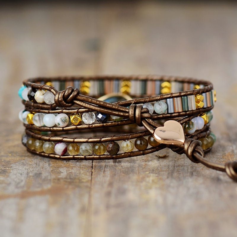 “Protection” Wrap Bracelet in Labradorite