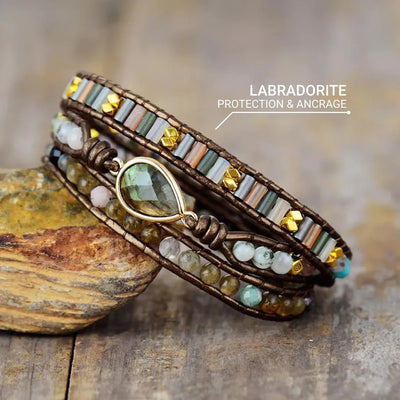 “Protection” Wrap Bracelet in Labradorite