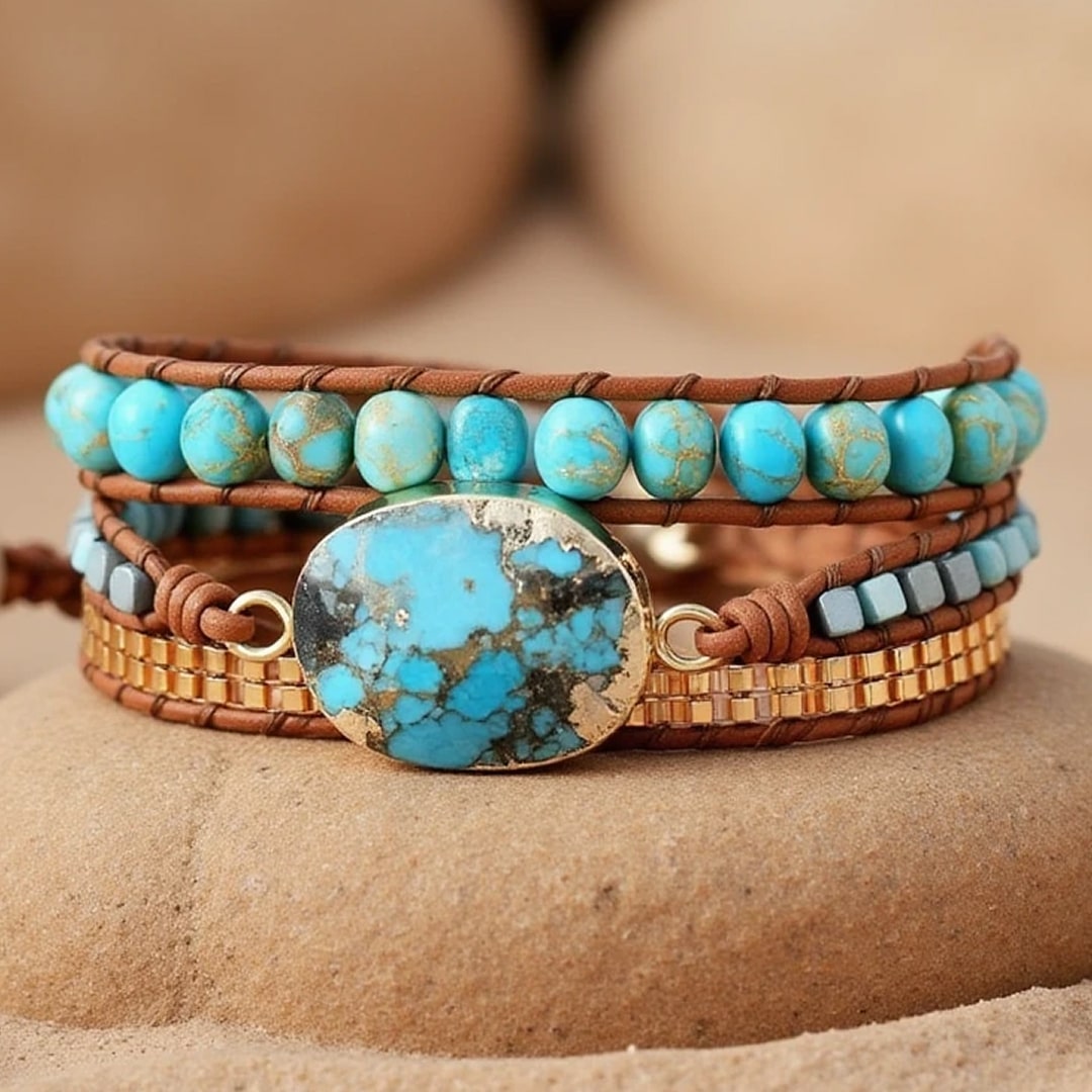 “Soothing Energy” Wrap Bracelet in Turquoise