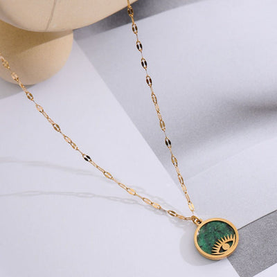 African Turquoise with Evil Eye Nazar Pendant Necklace for Protection & Spiritual Growth