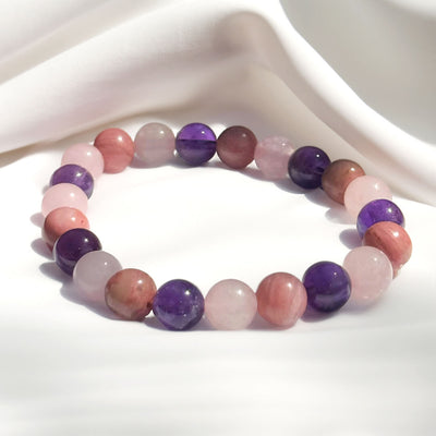 "Self Love" Bracelet in Rhodonite, Rose Quartz & Amethyst