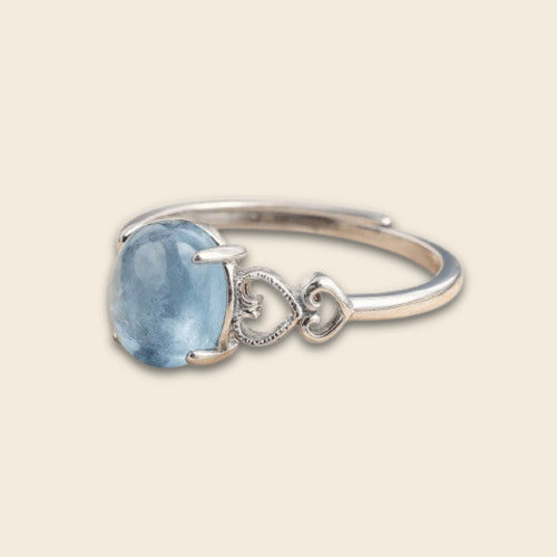 "Sea Crystal" Adjustable Ring in Aquamarine