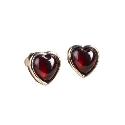 "Passion Heart" Garnet & Silver Earrings