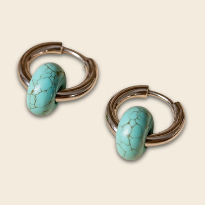 "Double Hoop" Natural Stone Earrings