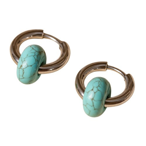 "Double Hoop" Natural Stone Earrings
