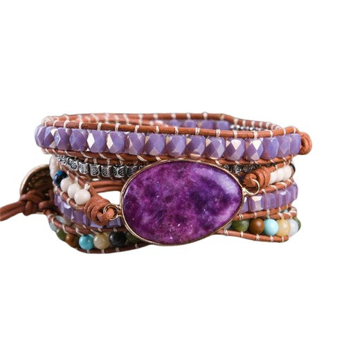 Amethyst Boho Wrap Bracelet for Healing & Balancing