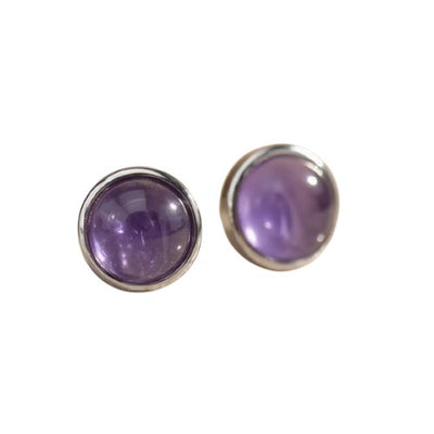 Amethyst & Silver Stud Earrings