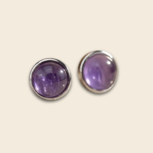 Amethyst & Silver Stud Earrings