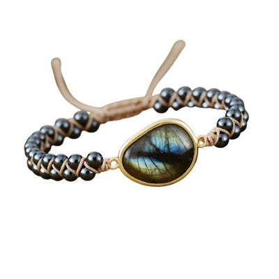 “Celestial Eye” Bracelet in Labradorite & Hematite