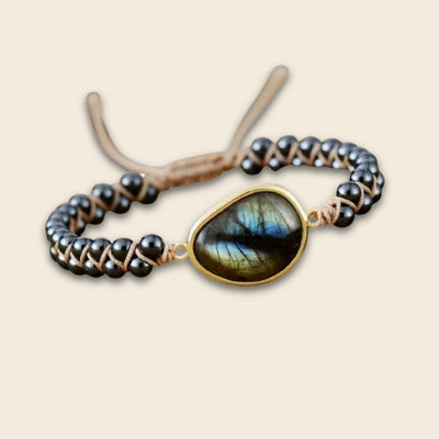 “Celestial Eye” Bracelet in Labradorite & Hematite