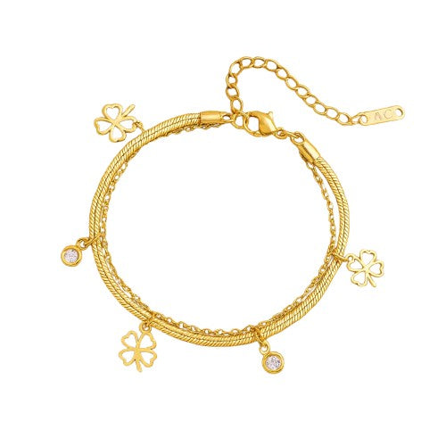 “Enchanted Clover” Bracelet – Gold / Silver Color
