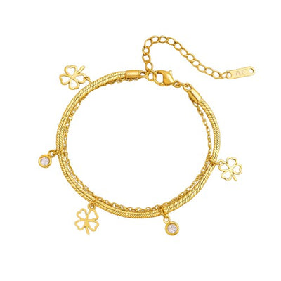 “Enchanted Clover” Bracelet – Gold / Silver Color