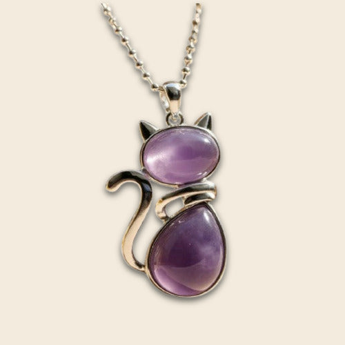 Natural Stone Cat Pendant