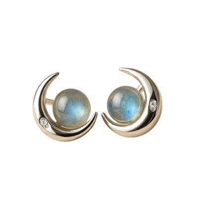 Earrings "Mystical Moons" in Labradorite & Silver