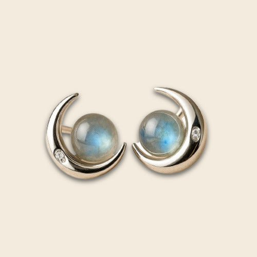 Earrings "Mystical Moons" in Labradorite & Silver