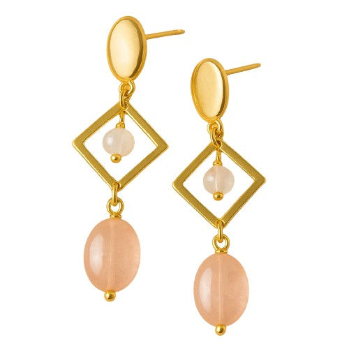 "Emotion & Elegance" Earrings in Rose Quartz & Moonstone