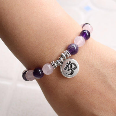 "Love & Spirituality" Bracelet in Amethyst & Rose Quartz