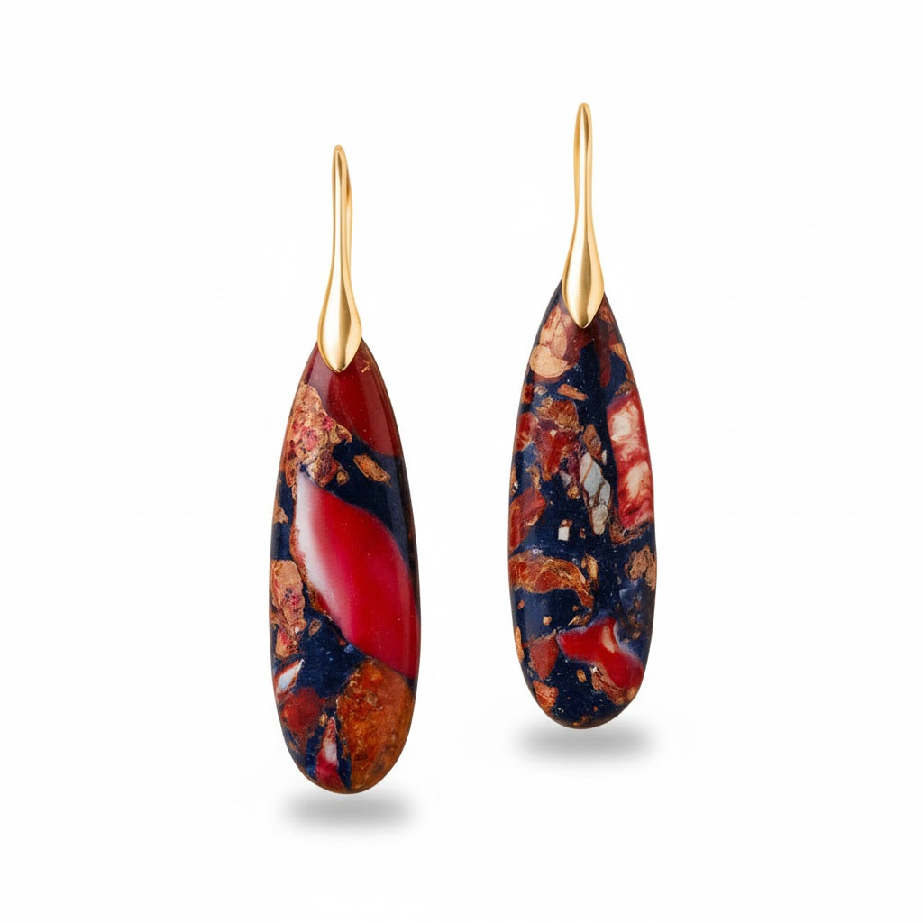 "Ethnic Tear" Jasper Earrings